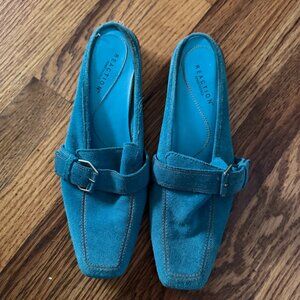 Kenneth Cole Reaction Teal Suede Leather Slide On Shoe. Size 8.5